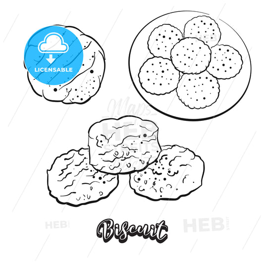 Hand drawn sketch of Biscuit bread – instant download
