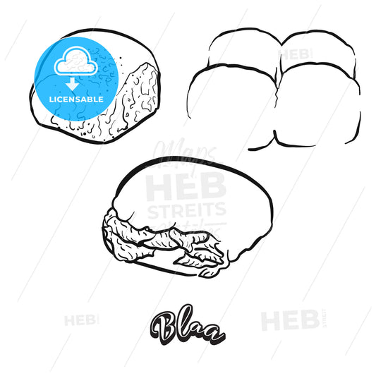 Hand drawn sketch of Blaa bread – instant download