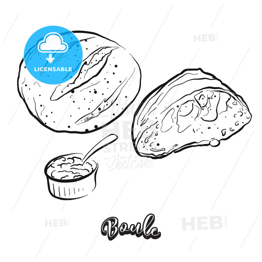 Hand drawn sketch of Boule bread – instant download