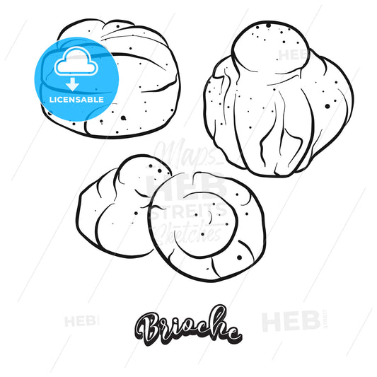 Hand drawn sketch of Brioche bread – instant download