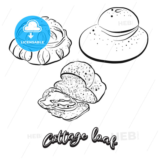 Hand drawn sketch of Cottage loaf bread – instant download