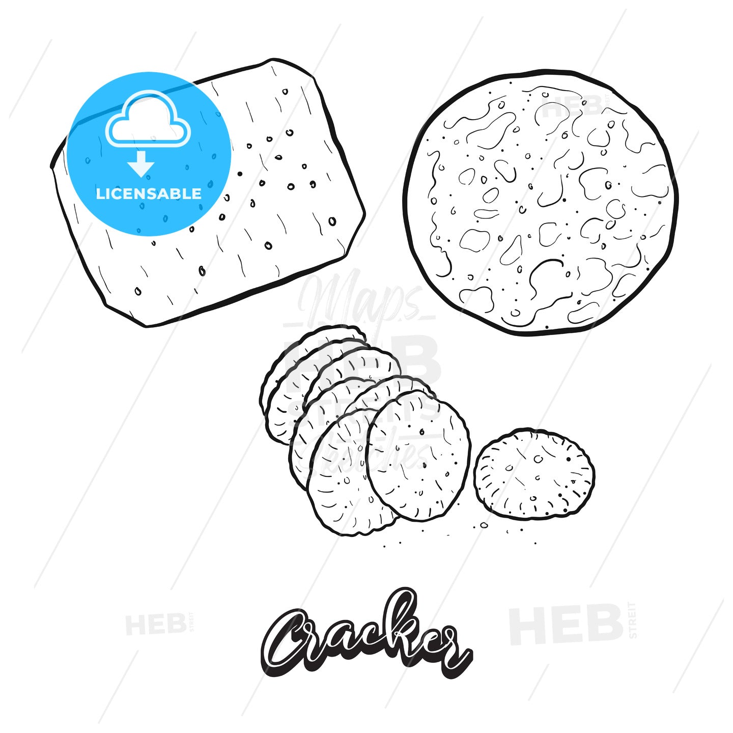 Hand drawn sketch of Cracker bread – instant download
