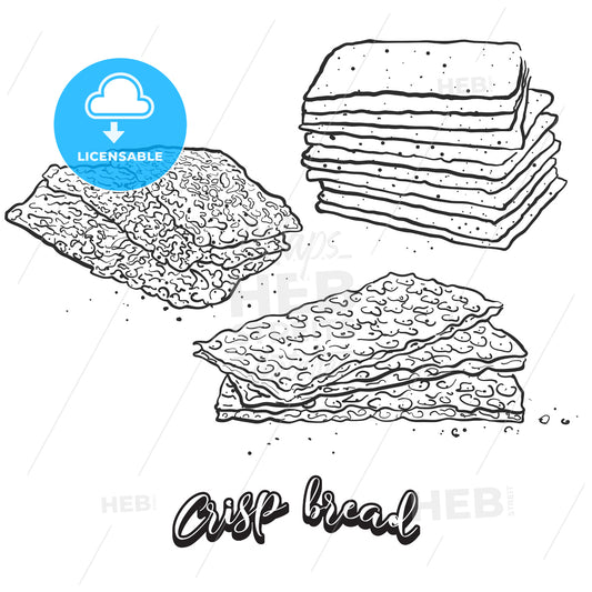 Hand drawn sketch of Crisp bread bread – instant download