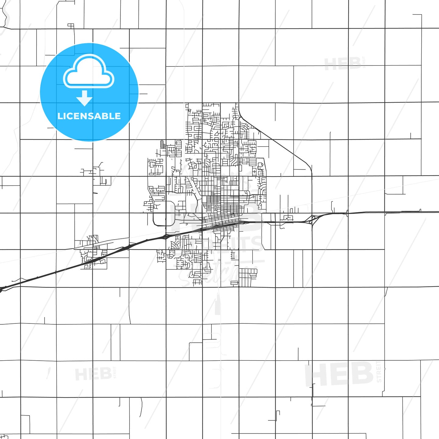 Hanford, California - Area Map - Light – HEBSTREITS