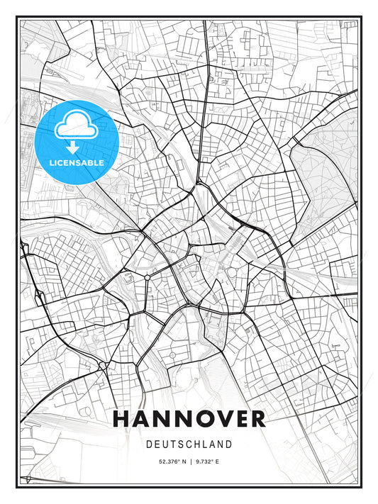 Hannover, Germany, Modern Print Template in Various Formats - HEBSTREITS Sketches