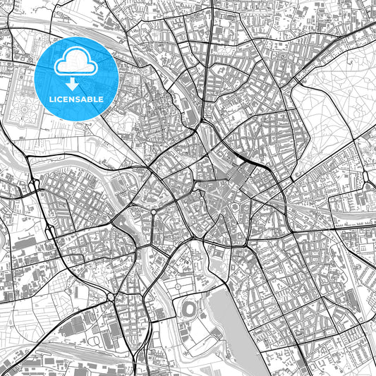 Hannover, Germany, vector map with buildings