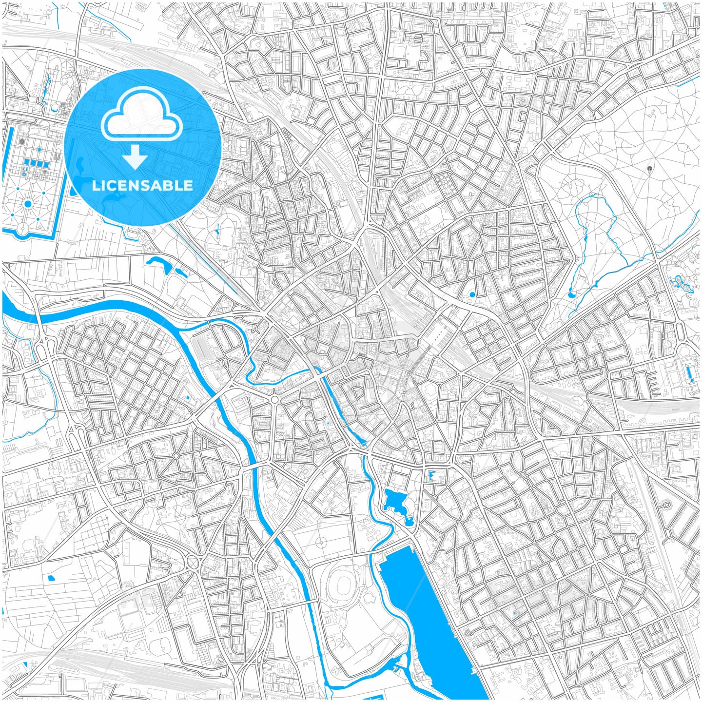 Hannover, Lower Saxony, Germany, city map with high quality roads.