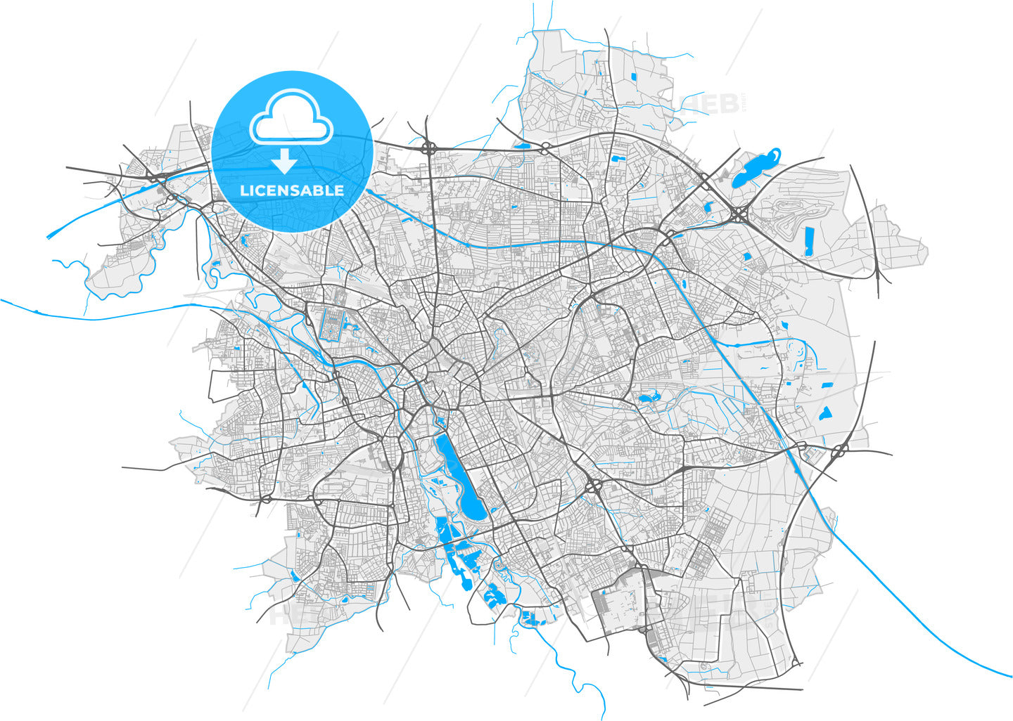 Hannover, Lower Saxony, Germany, high quality vector map