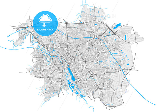 Hannover, Lower Saxony, Germany, high quality vector map