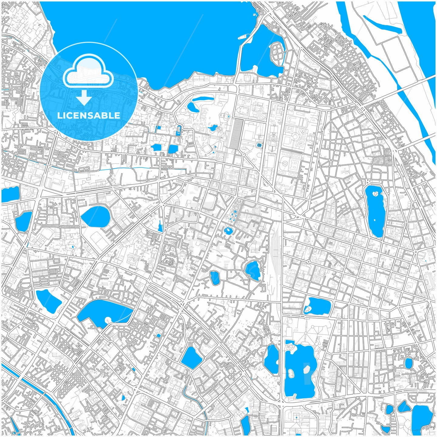 Hanoi, Hà Đông, Hà Tây, Vietnam, city map with high quality roads.