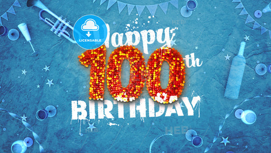 Happy 100th Birthday Card with beautiful details – instant download