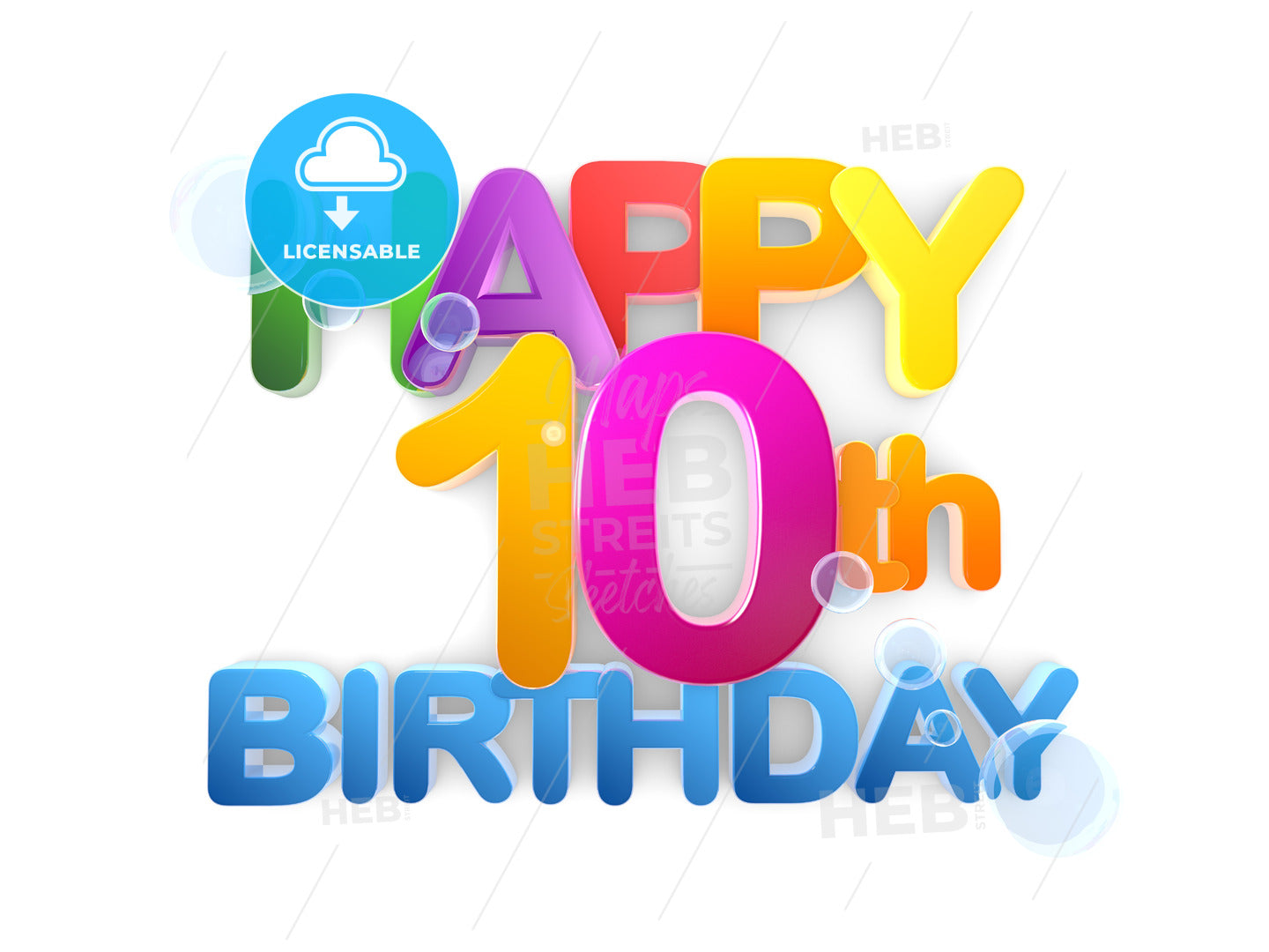 Happy 10th Birthday Title, light – instant download