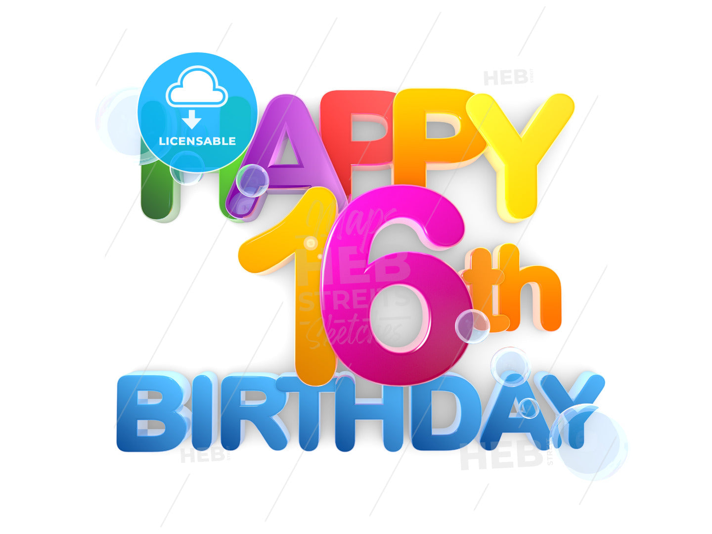 Happy 16th Birthday Title light – instant download