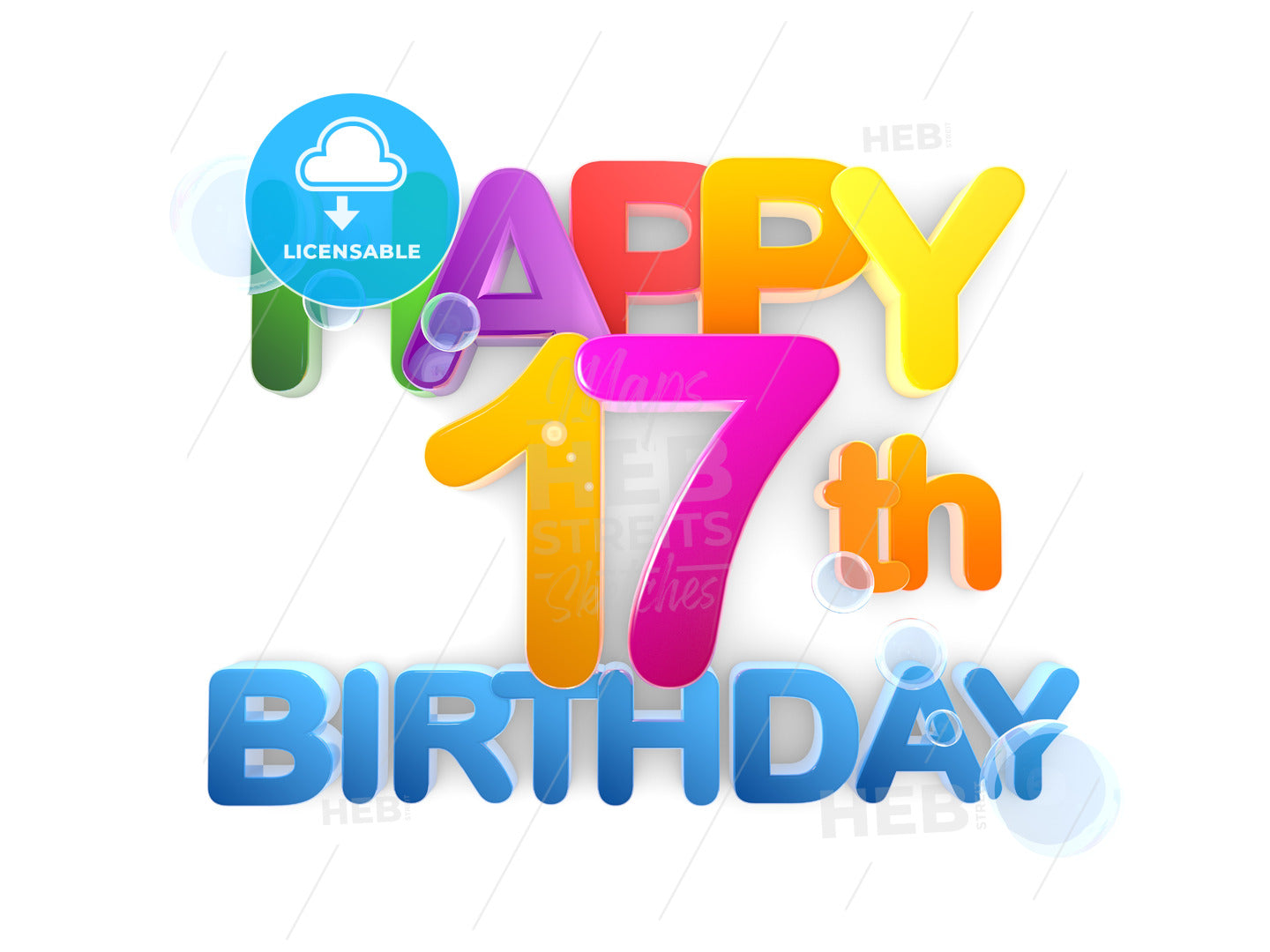 Happy 17th Birthday Title light – instant download