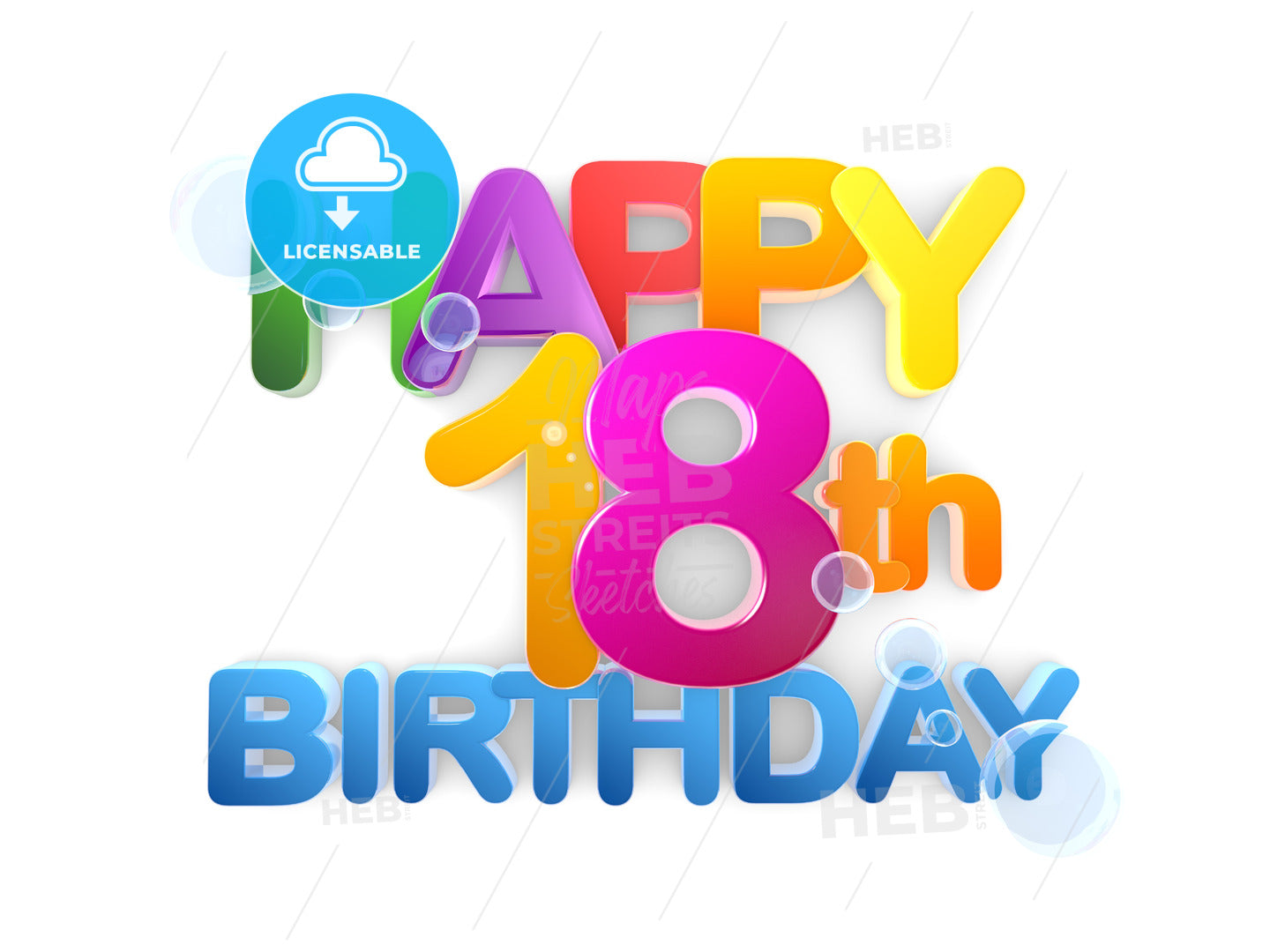 Happy 18th Birthday Title light – instant download