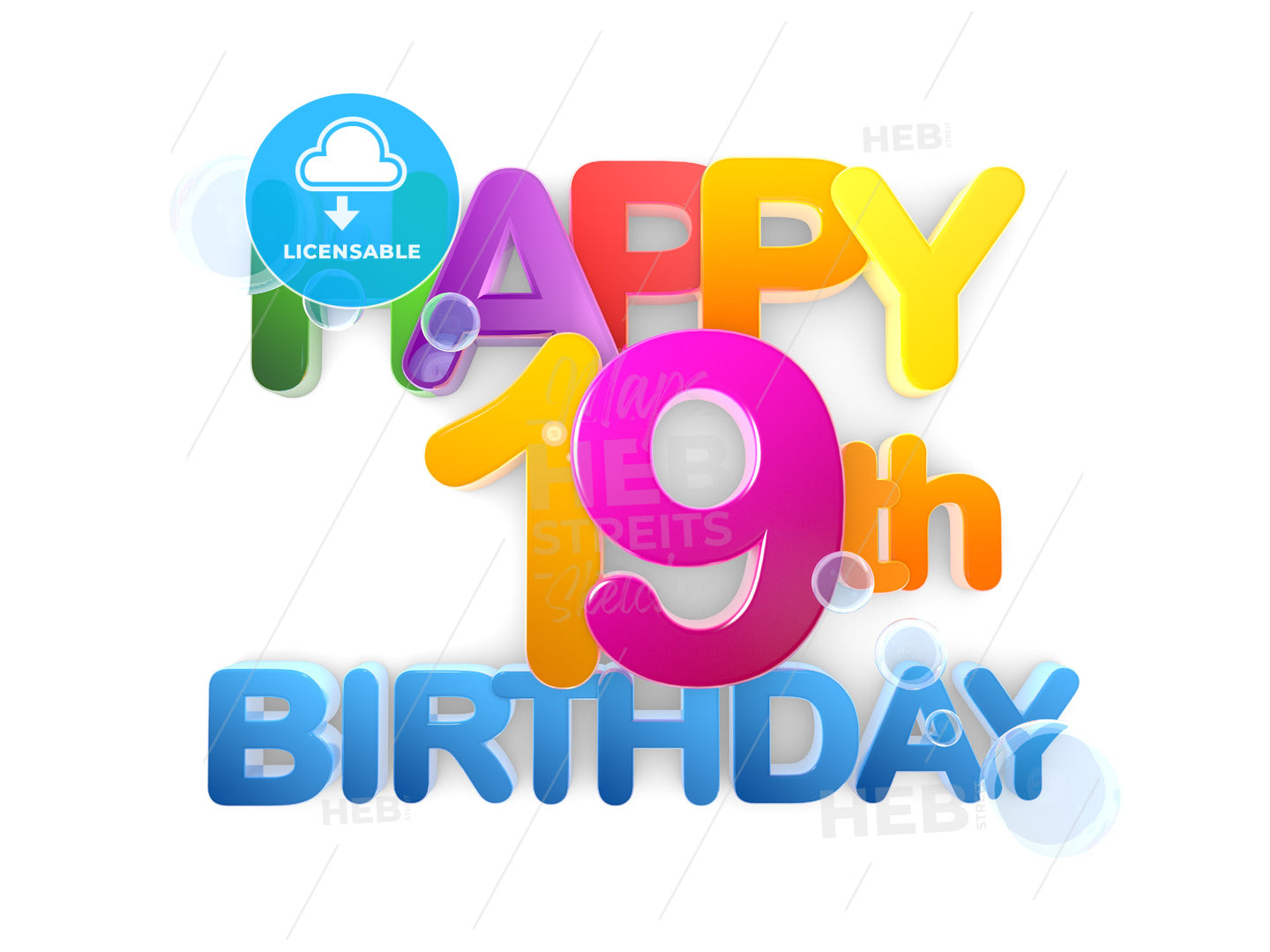 Happy 19th Birthday Title light – instant download