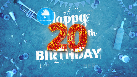 Happy 20th Birthday Card with beautiful details – instant download