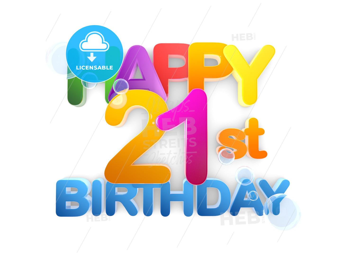 Happy 21st birthday Title, light – instant download