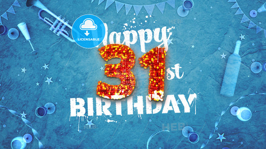 Happy 31st Birthday Card with beautiful details – instant download
