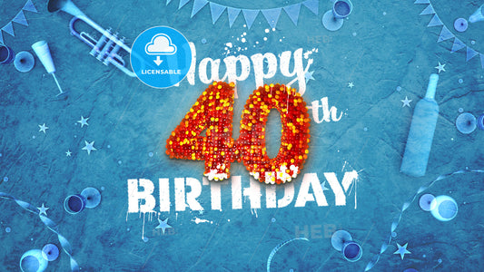 Happy 40th Birthday Card with beautiful details – instant download