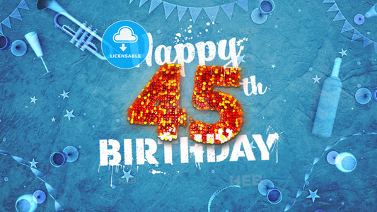 Happy 45th Birthday Card with beautiful details – instant download
