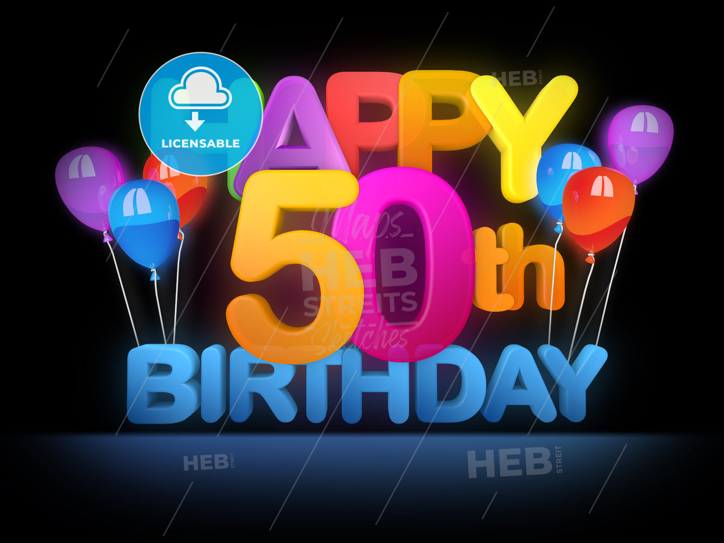 Happy 50th Birthday, dark – instant download