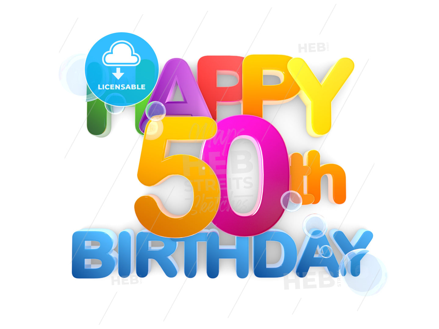 Happy 50th Title, Birthday light – instant download