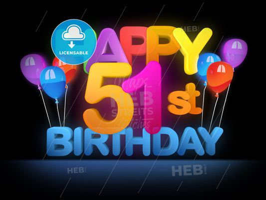 Happy 51st Birthday Title, dark – instant download