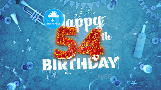 Happy 54th Birthday Card with beautiful details – instant download