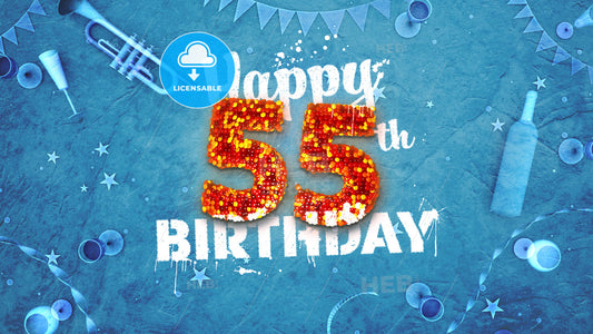 Happy 55th Birthday Card with beautiful details – instant download