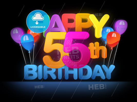 Happy 55th Birthday Title, dark – instant download