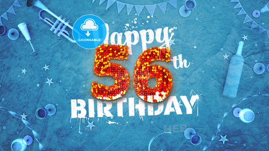 Happy 56th Birthday Card with beautiful details – instant download