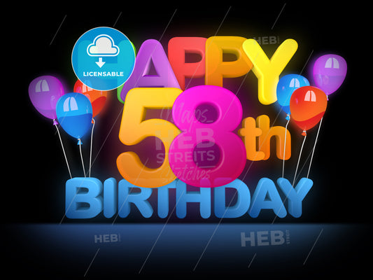 Happy 58th Birthday Title, dark – instant download