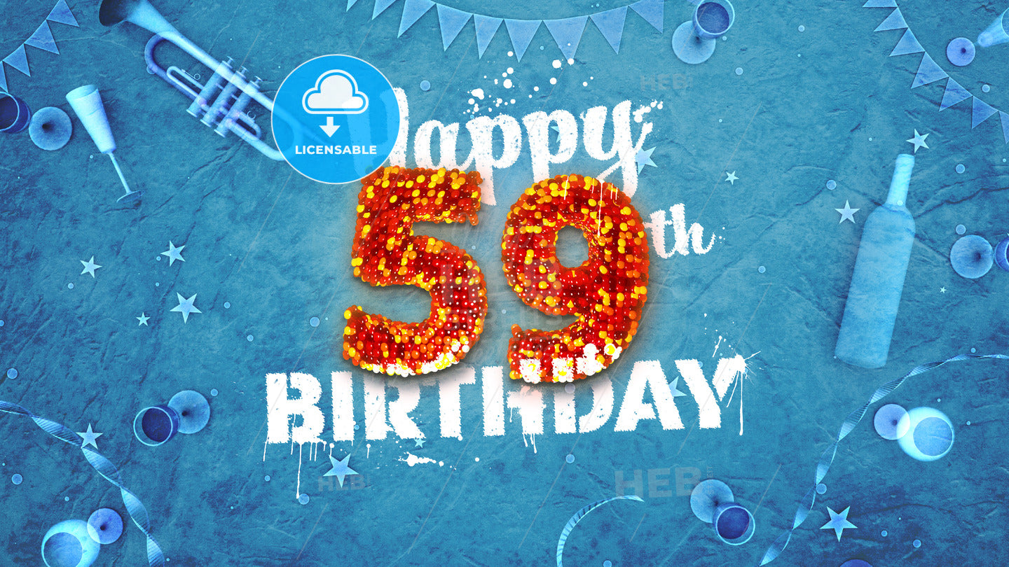 Happy 59th Birthday Card with beautiful details – instant download