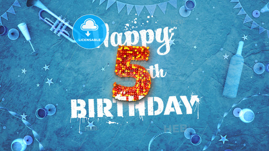 Happy 5th Birthday Card with beautiful details – instant download
