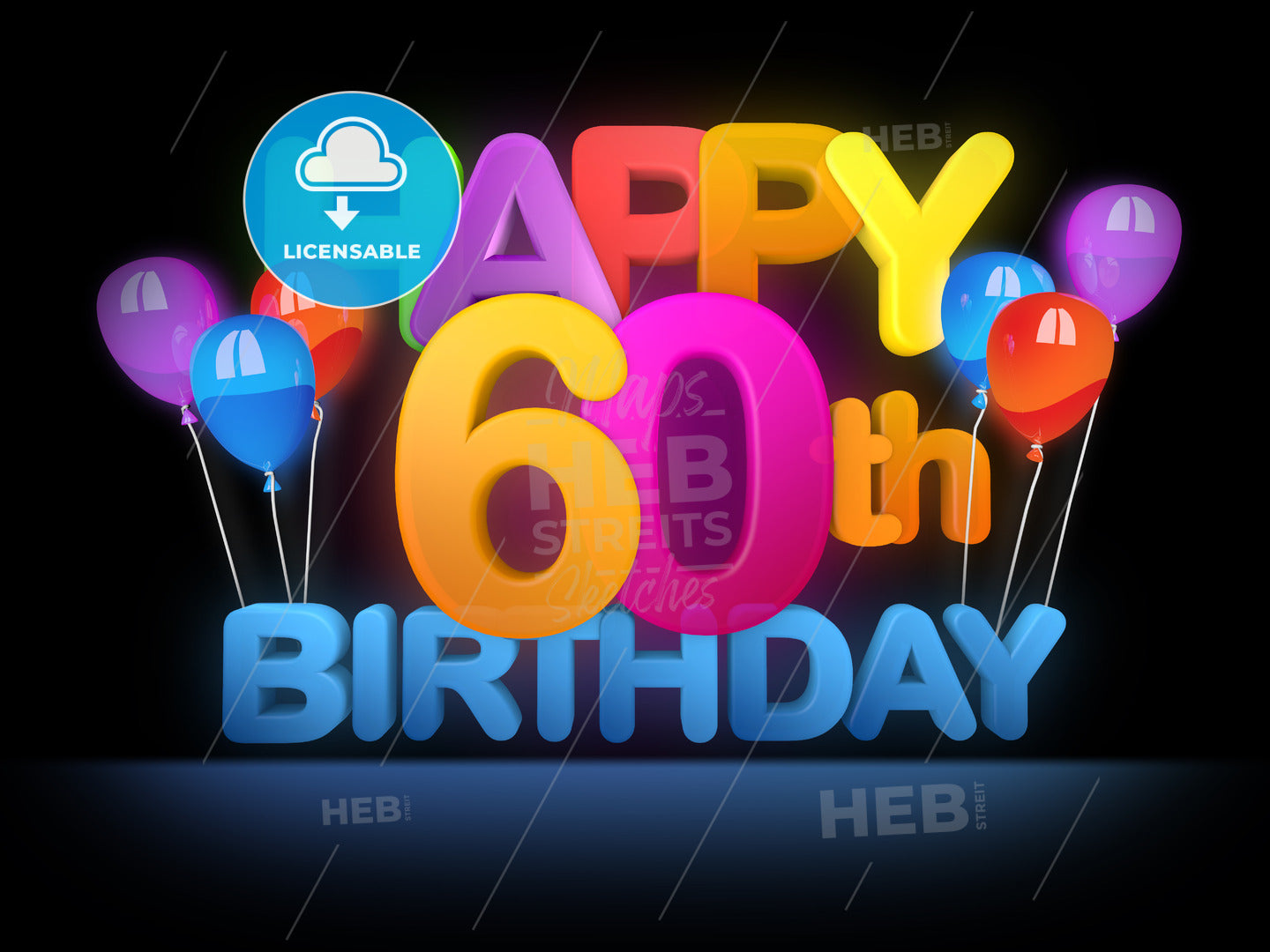 Happy 60th Birthday, dark – instant download
