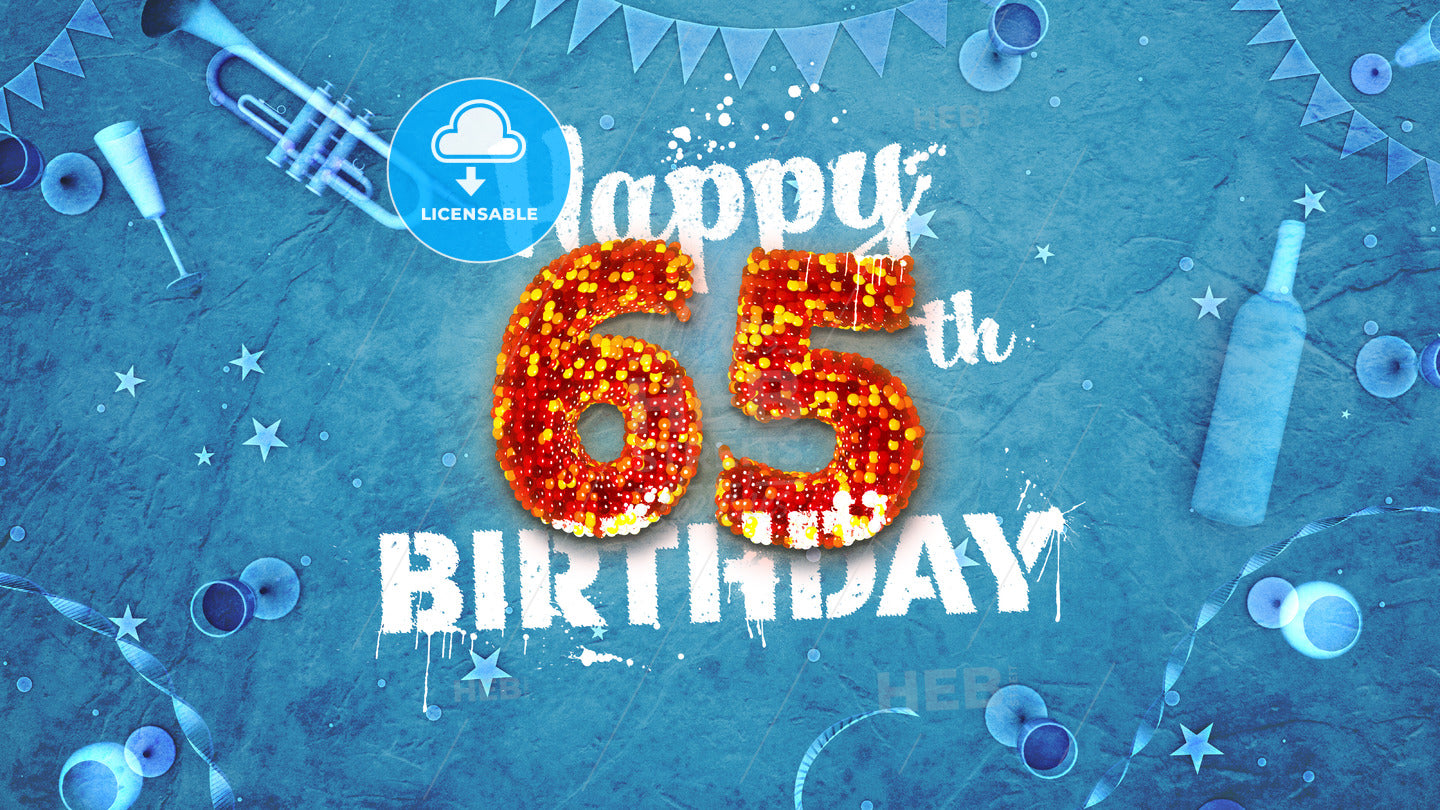 Happy 65th Birthday Card with beautiful details – instant download