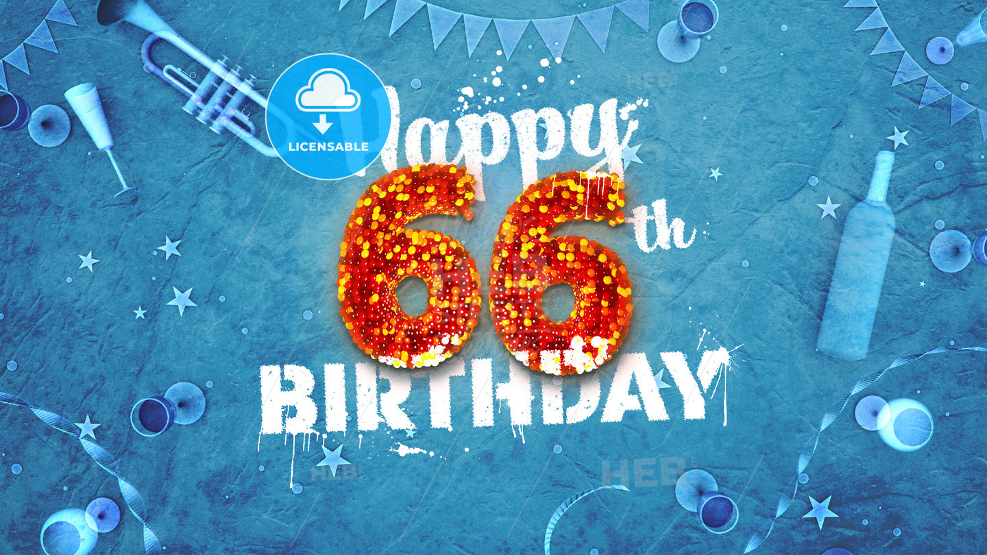 Happy 66th Birthday Card with beautiful details – instant download
