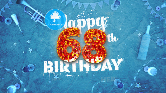 Happy 68th Birthday Card with beautiful details – instant download