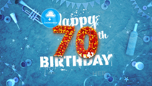 Happy 70th Birthday Card with beautiful details – instant download