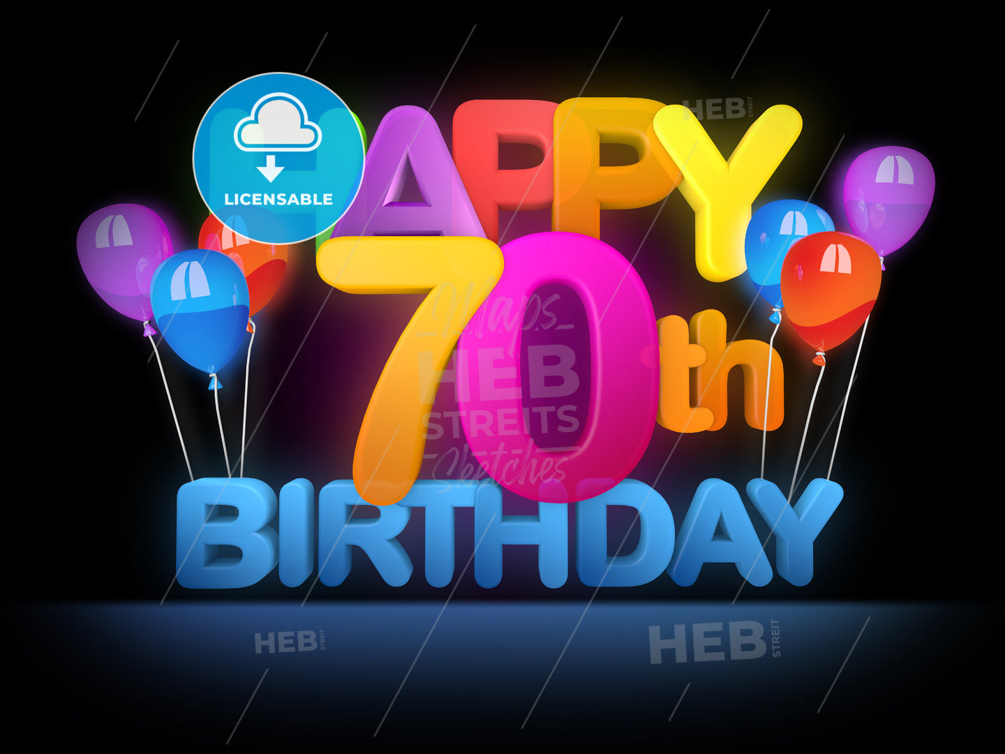 Happy 70th Birthday, dark – instant download