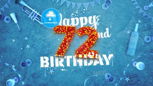 Happy 72nd Birthday Card with beautiful details – instant download