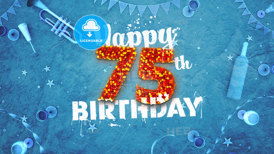 Happy 75th Birthday Card with beautiful details – instant download