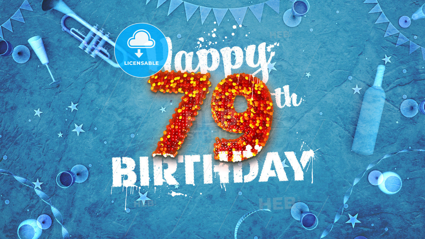 Happy 79th Birthday Card with beautiful details – instant download
