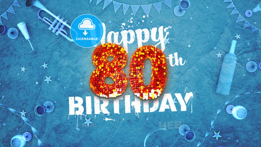 Happy 80th Birthday Card with beautiful details – instant download