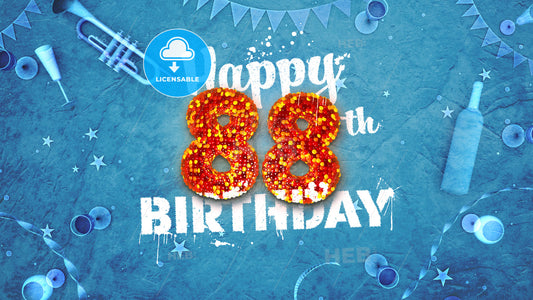 Happy 88th Birthday Card with beautiful details – instant download