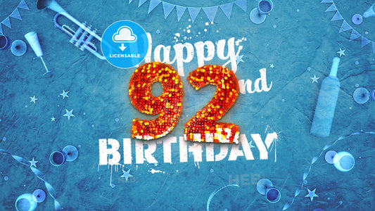 Happy 92nd Birthday Card with beautiful details – instant download
