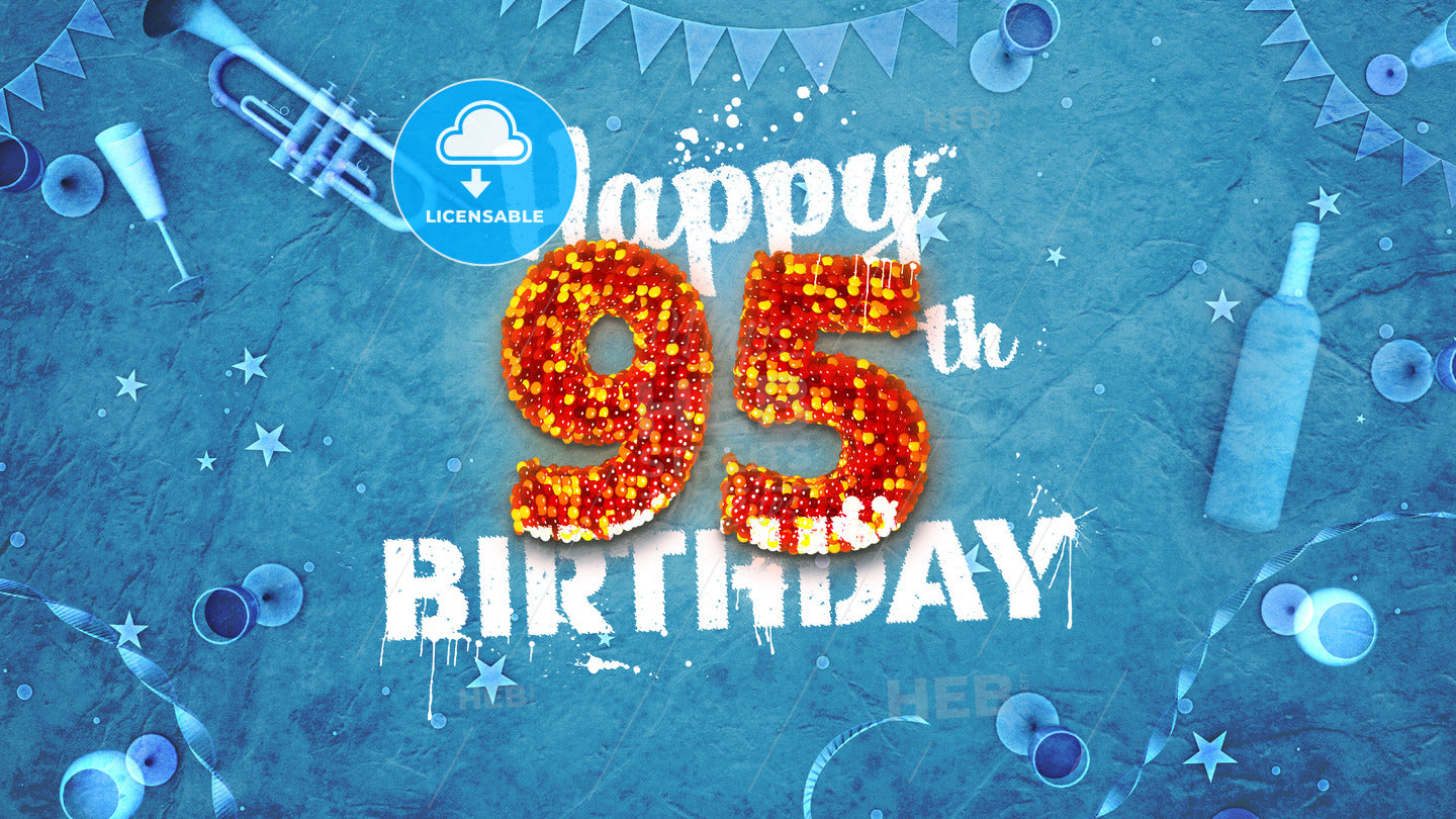 Happy 95th Birthday Card with beautiful details – instant download