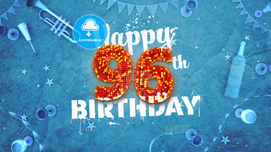 Happy 96th Birthday Card with beautiful details – instant download