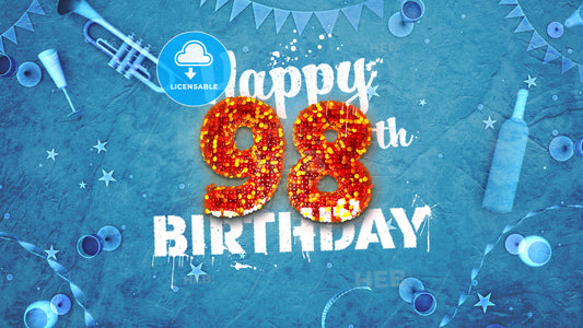 Happy 98th Birthday Card with beautiful details – instant download